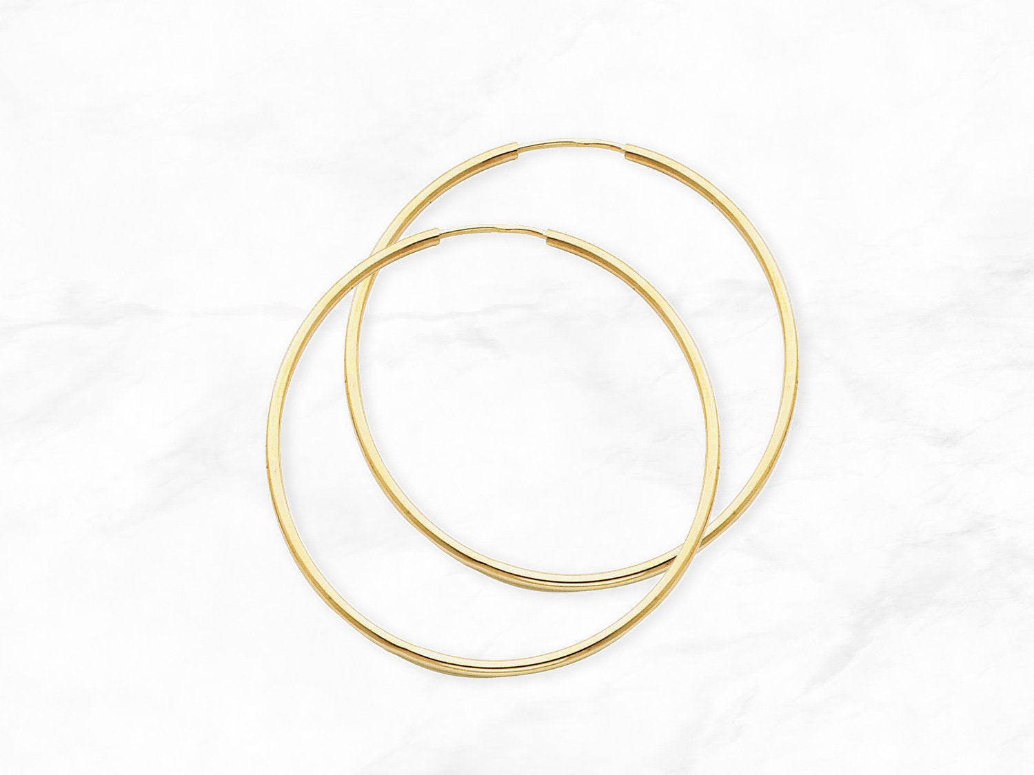 Polished Hoop Earrings - 35 mm in 14K Gold