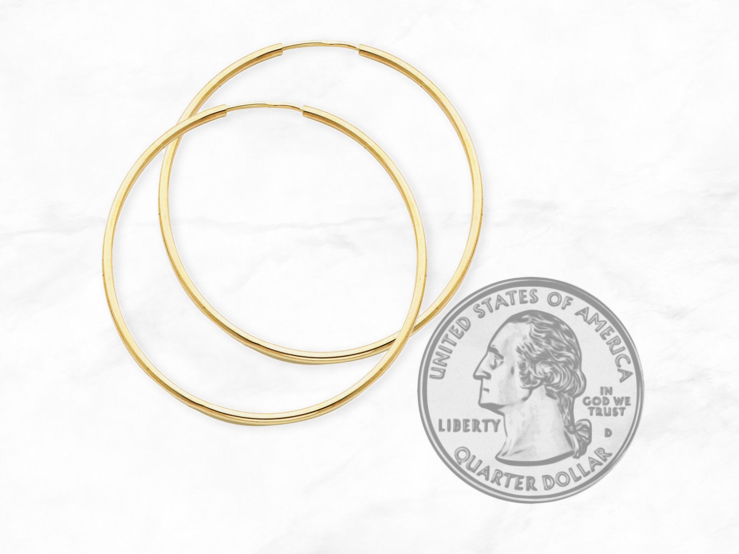 Polished Hoop Earrings - 35 mm in 14K Gold