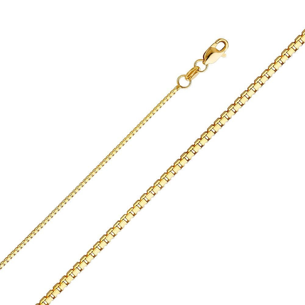 14K Gold Box Chain Necklace • 1 mm width • Real Yellow Gold Box Chain • Hollow Dainty Pendant Necklace Chain • Layering Necklace