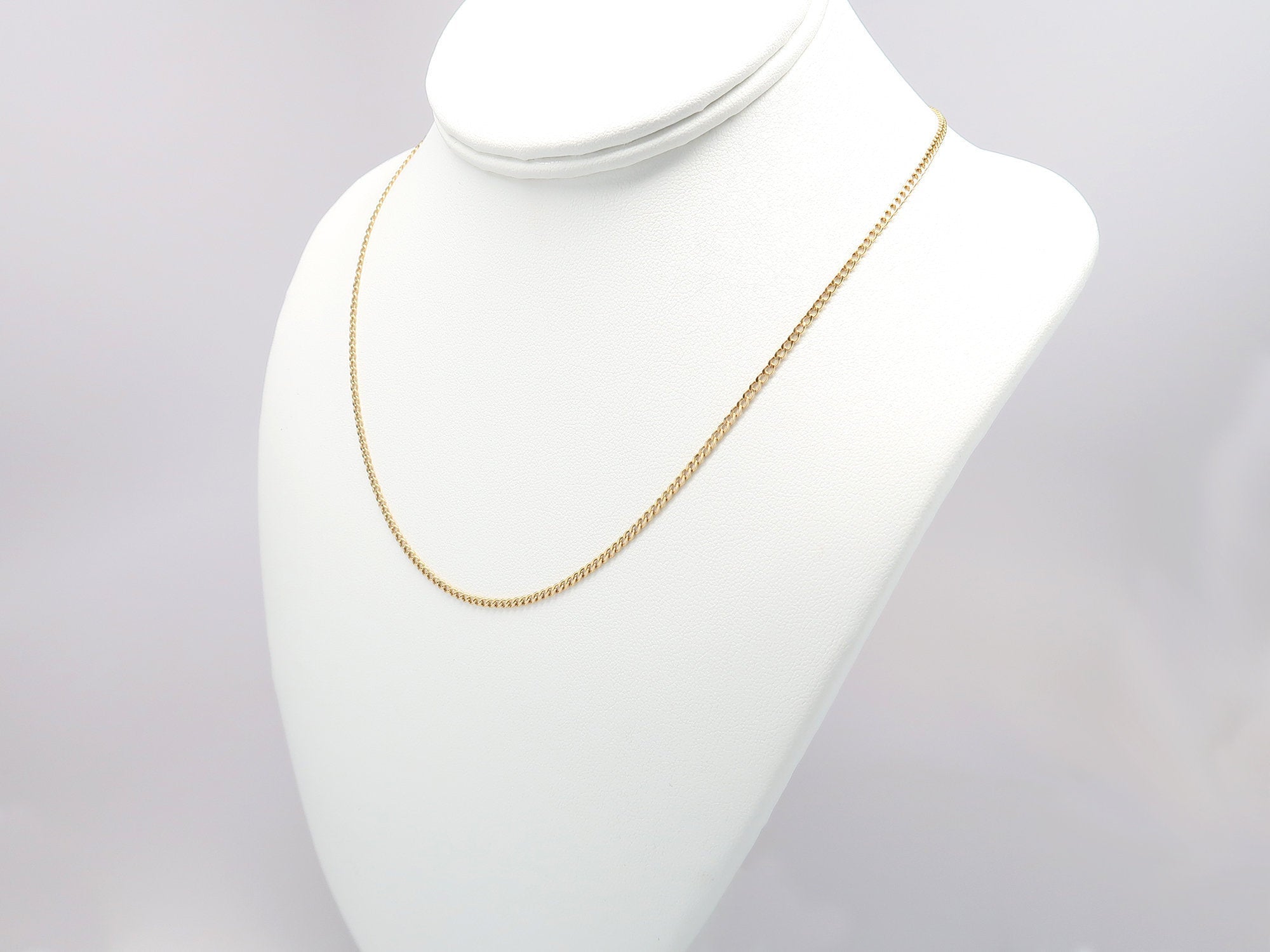 Cuban Chain Necklace (2 mm) in Hollow 14K Gold