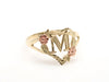 10K Gold Flower Heart Initial Ring • A-Z • Yellow Rose Gold Letter Ring • Alphabet Ring • Real Gold Initial Ring •