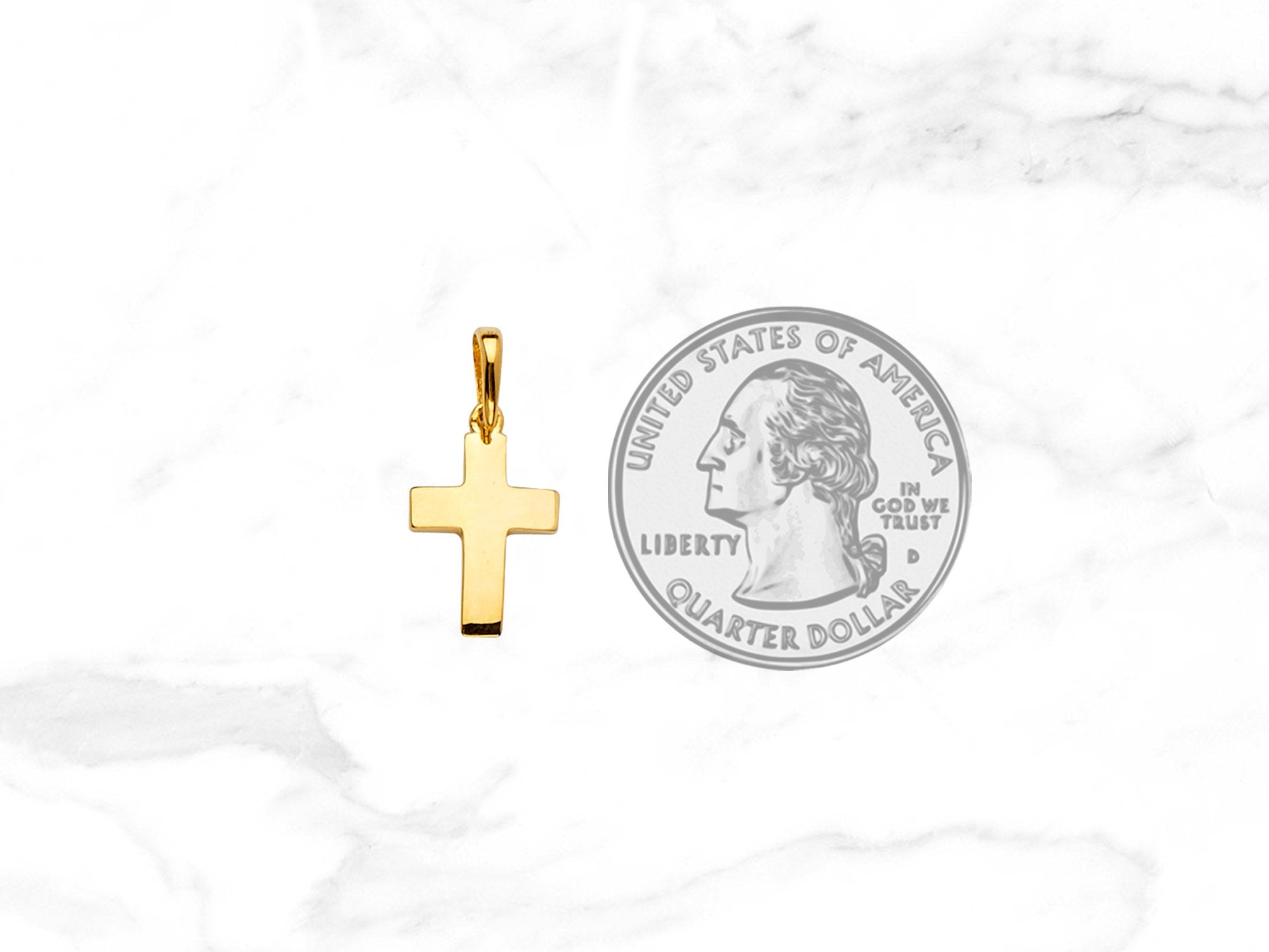 Small Bold Cross Pendant in 14K Gold