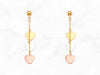 14K Gold Dangling Hearts Earrings • Real Tri-Color Gold Dangle Earrings • 14K Gold Earrings for Her • Hanging Hearts Earrings