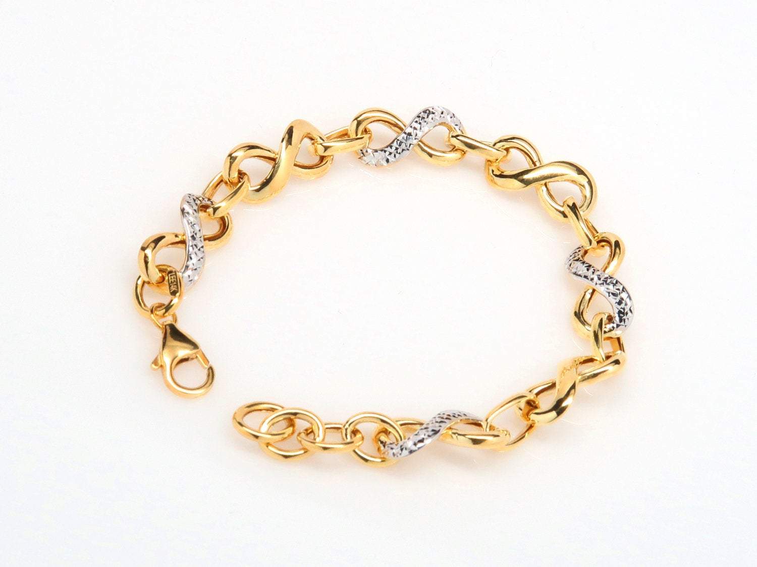 Infinity Link Bracelet in 14K Two Tone Gold