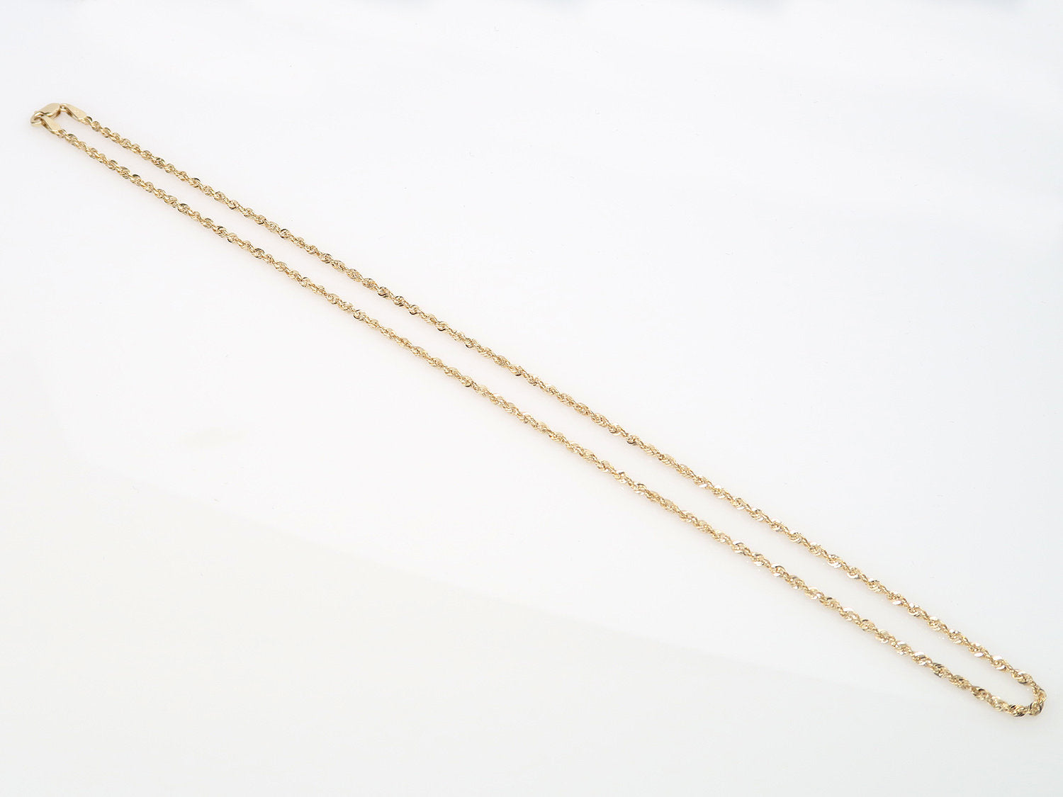 10K Gold Rope Chain • 2.5 mm width • Real Yellow Gold Layering Necklace • Hollow Gold Diamond-Cut Chain Necklace • Light Pendant Rope Chain