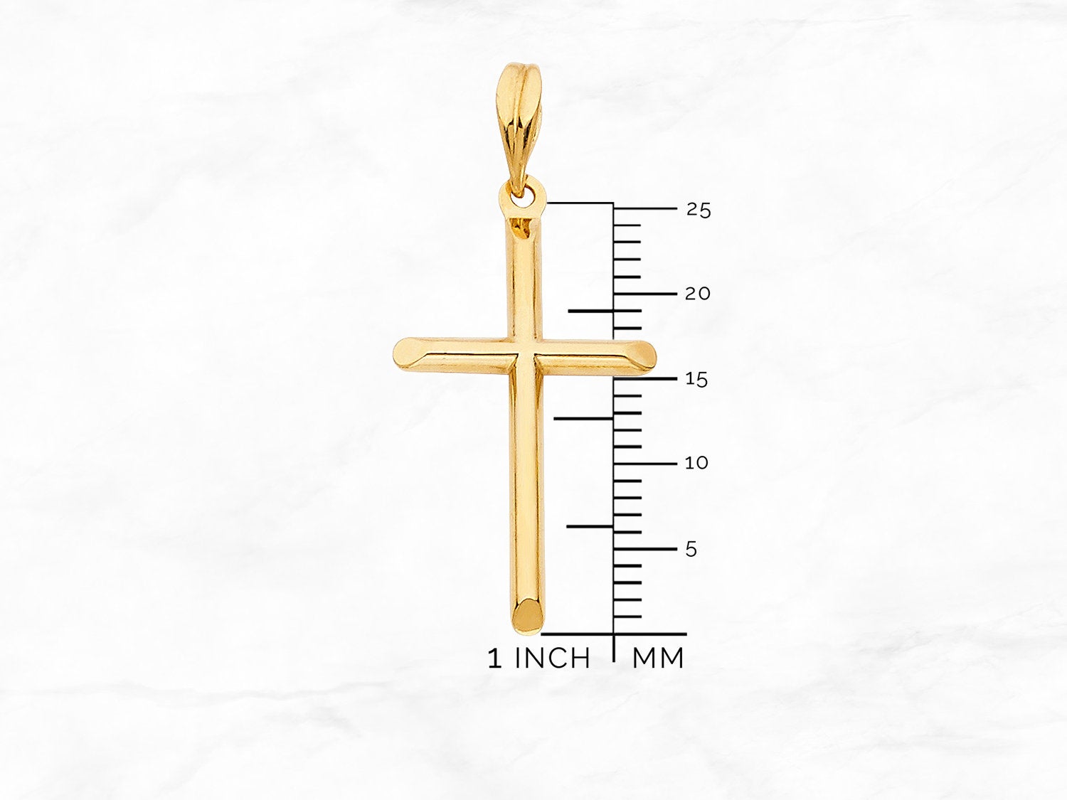 14K Gold Plain Cross Pendant