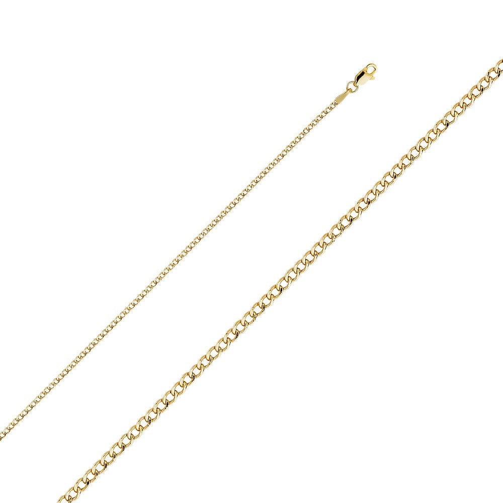 Cuban Chain Necklace (2 mm) in Hollow 14K Gold