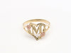 10K Gold Flower Heart Initial Ring • A-Z • Yellow Rose Gold Letter Ring • Alphabet Ring • Real Gold Initial Ring •