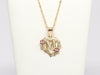 10K Gold Flower Heart Initial Necklace