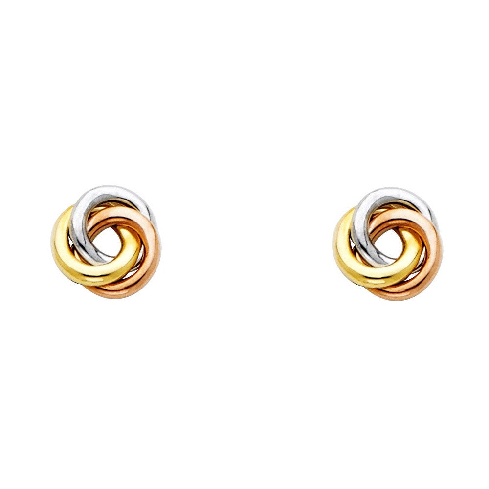 Circle Love Knot Earrings in 14K Tri Tone Gold