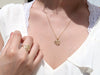 10K Flower Heart Initial Necklace and Ring Set