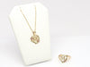 14K Flower Heart Initial Necklace & Ring Set • Any Letter, A-Z • Real 14K Gold Charm Necklace Ring Set • Daughter Gift