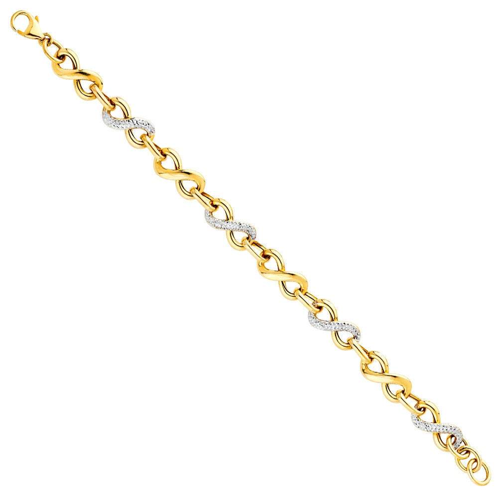 Infinity Link Bracelet in 14K Two Tone Gold