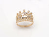 10K Gold Quinceañera Crown Ring • Real Two-Tone Gold 15 Años Ring • Quince Tiara Ring with Gems • Daughter Gift • 15th Birthday Ring