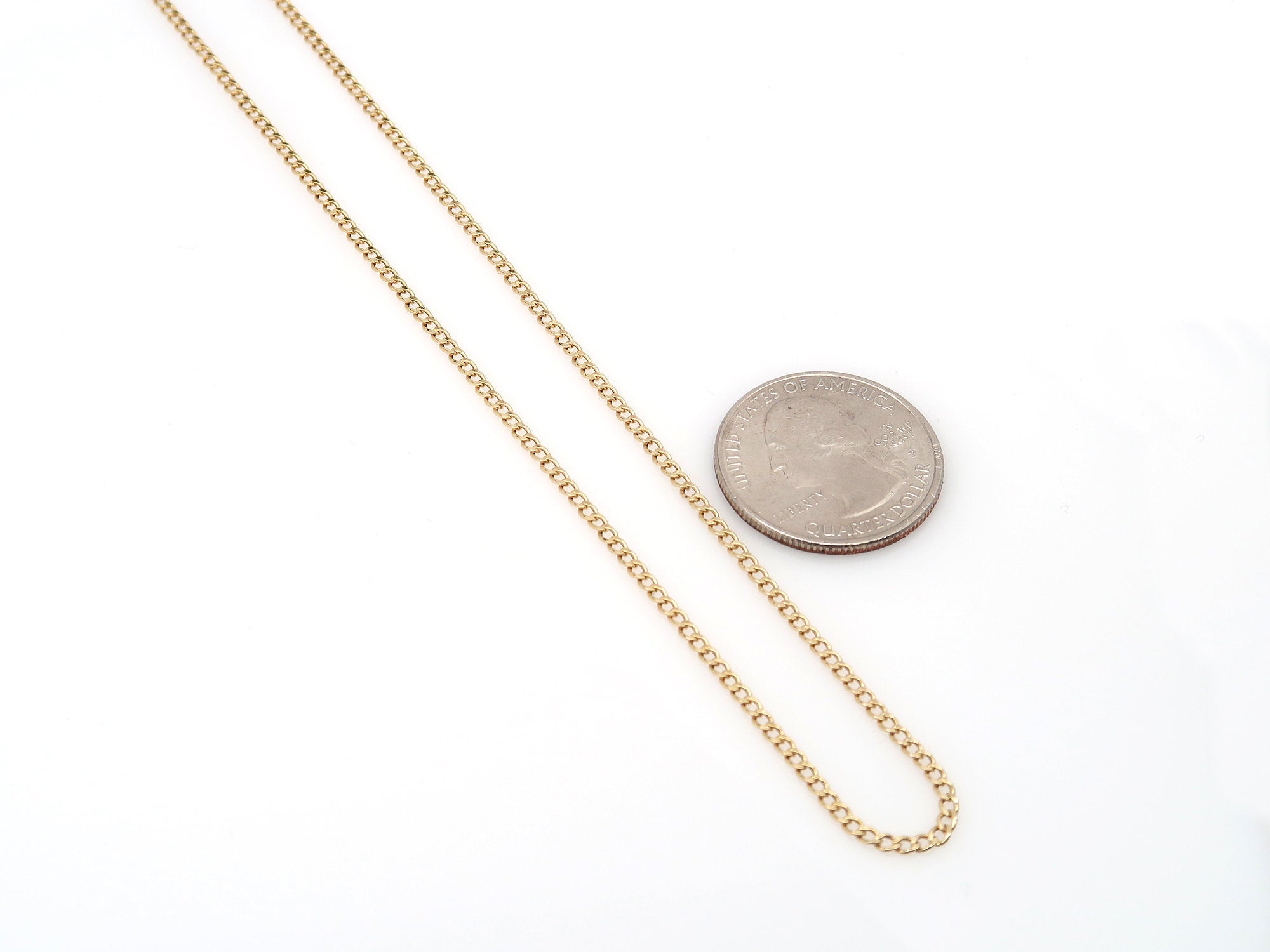 Cuban Chain Necklace (2 mm) in Hollow 14K Gold