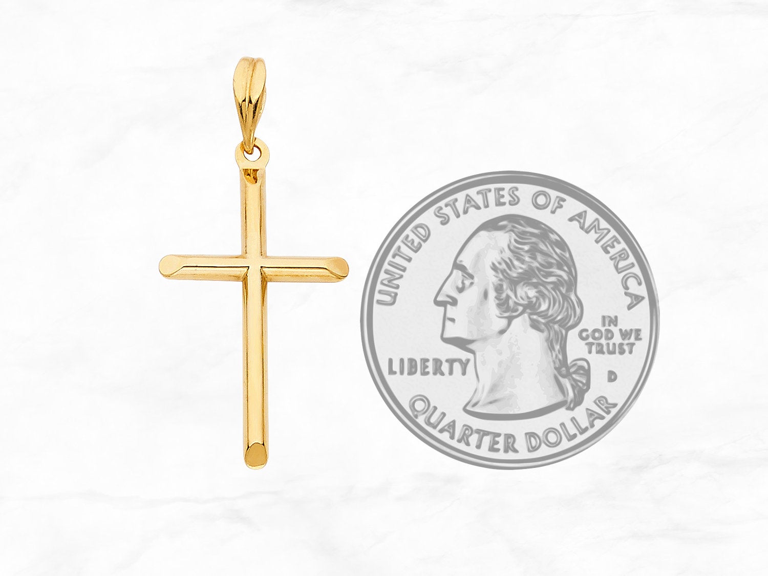 14K Gold Plain Cross Pendant