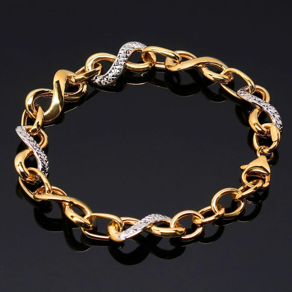 Infinity Link Bracelet in 14K Two Tone Gold